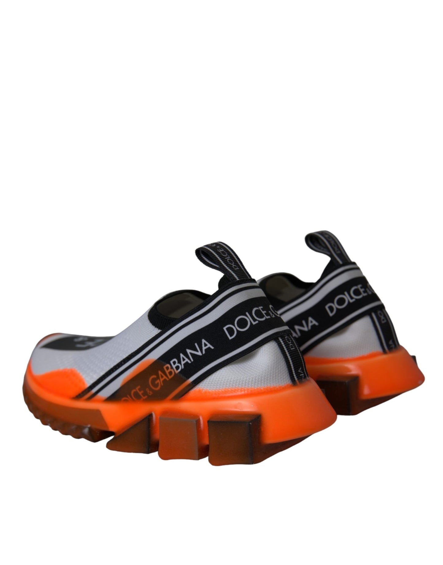 Dolce &amp; Gabbana Negro Blanco Naranja Slip On Sorrento Zapatillas Zapatos