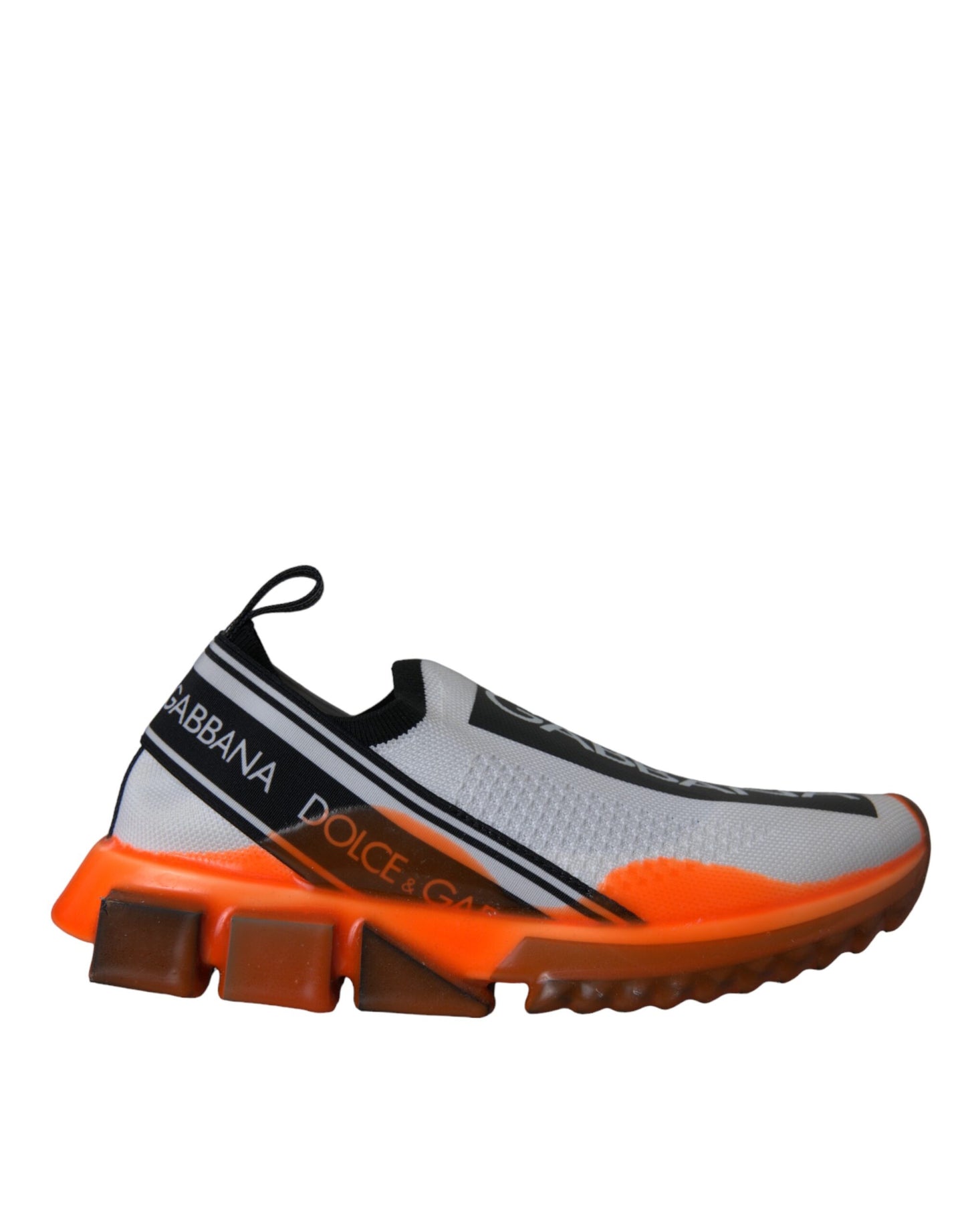 Dolce &amp; Gabbana Negro Blanco Naranja Slip On Sorrento Zapatillas Zapatos