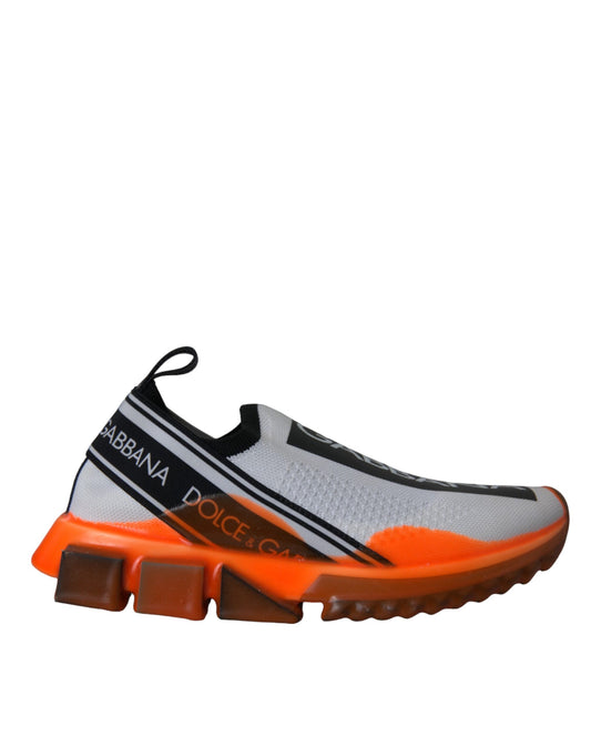 Dolce &amp; Gabbana Negro Blanco Naranja Slip On Sorrento Zapatillas Zapatos