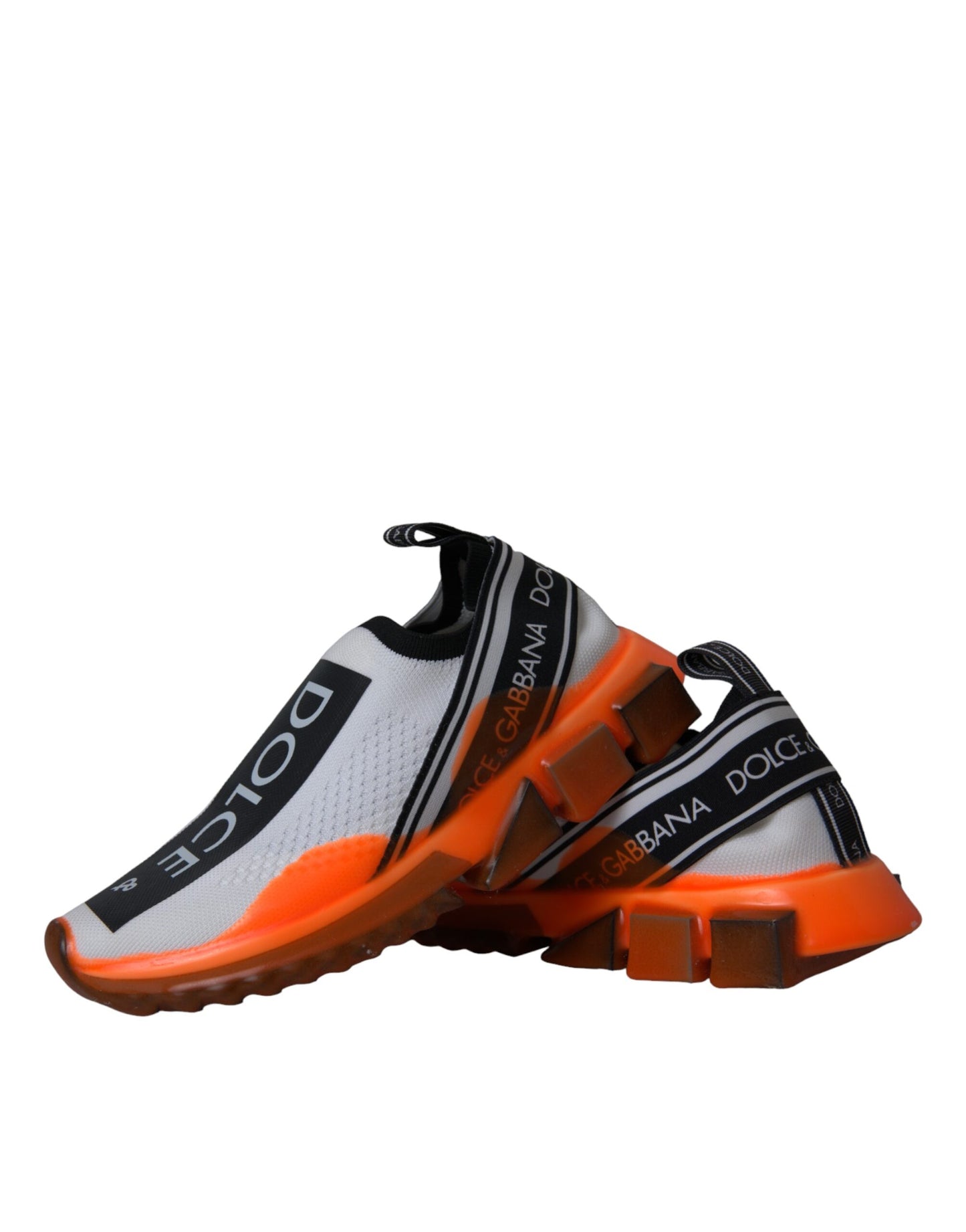 Dolce &amp; Gabbana Negro Blanco Naranja Slip On Sorrento Zapatillas Zapatos