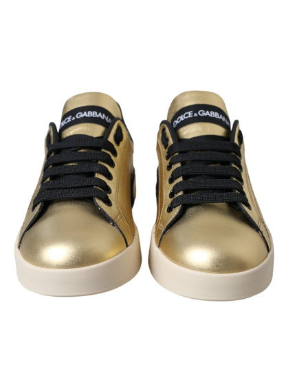 Dolce &amp; Gabbana Zapatillas Portofino De Piel De Becerro Doradas Mujer Zapatos
