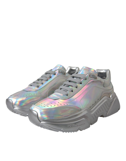 Dolce &amp; Gabbana Zapatos deportivos de cuero DAYMASTER iridiscentes plateados