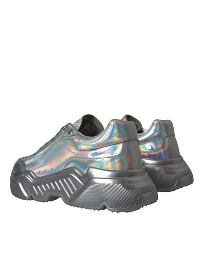 Dolce &amp; Gabbana Zapatos deportivos de cuero DAYMASTER iridiscentes plateados