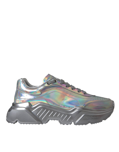 Dolce &amp; Gabbana Zapatos deportivos de cuero DAYMASTER iridiscentes plateados