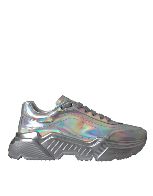 Dolce &amp; Gabbana Zapatos deportivos de cuero DAYMASTER iridiscentes plateados