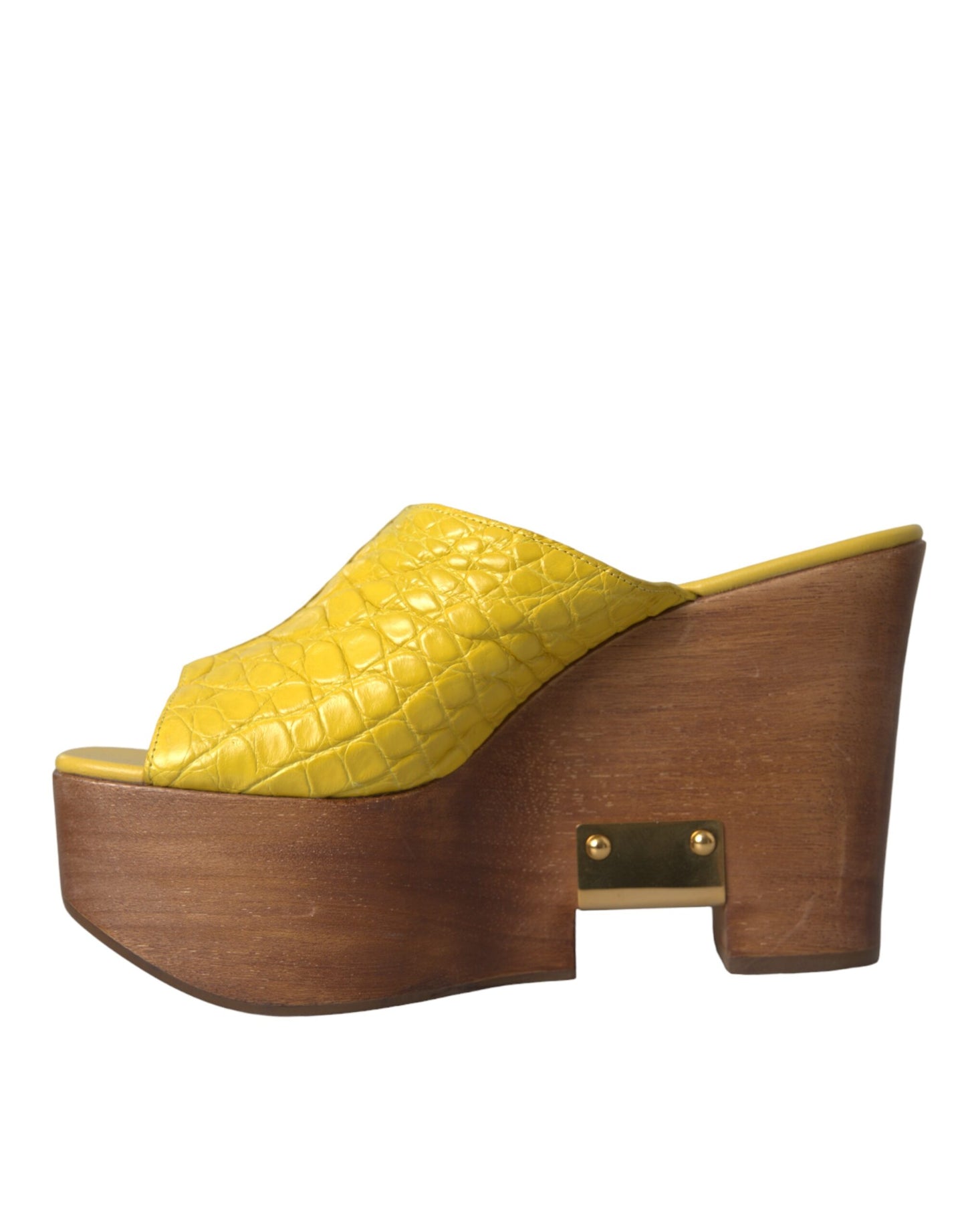 Dolce &amp; Gabbana Zapatos tipo mule con cuña de cuero amarillo