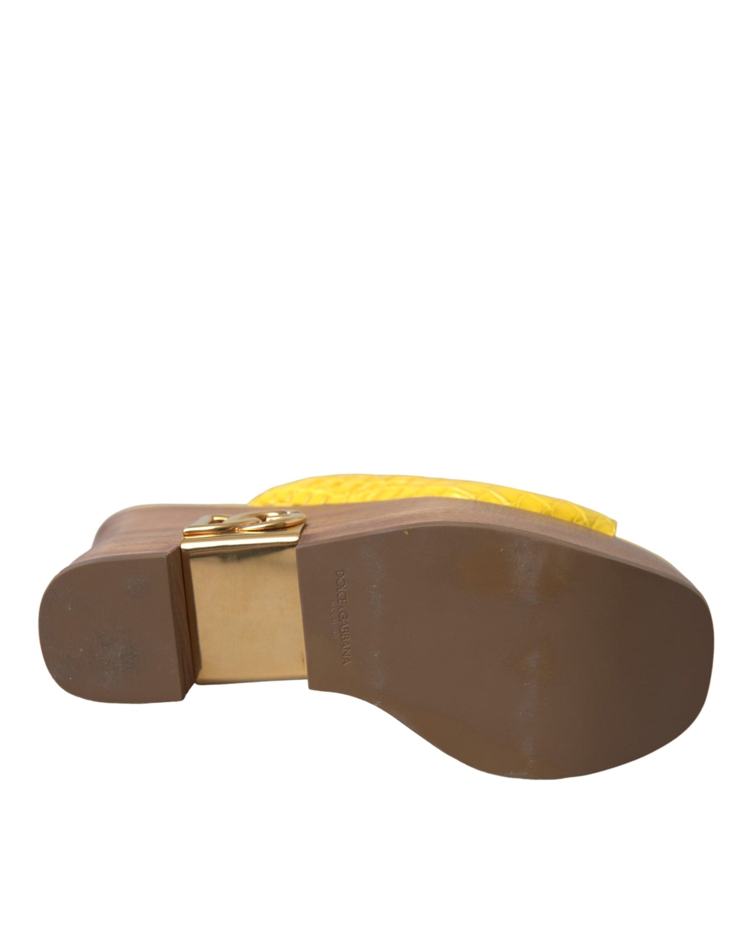 Dolce &amp; Gabbana Zapatos tipo mule con cuña de cuero amarillo