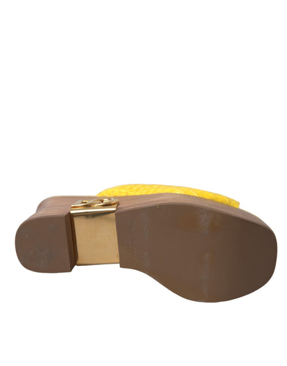 Dolce &amp; Gabbana Zapatos tipo mule con cuña de cuero amarillo