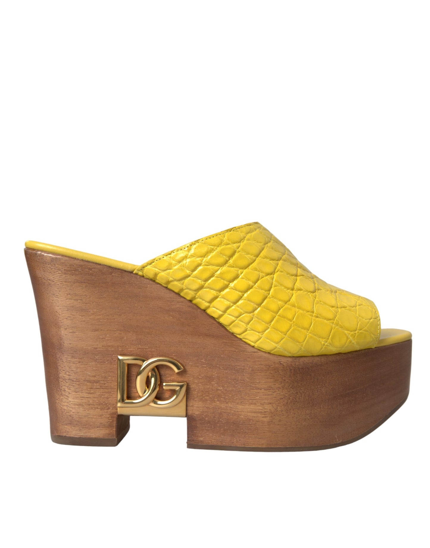 Dolce &amp; Gabbana Zapatos tipo mule con cuña de cuero amarillo
