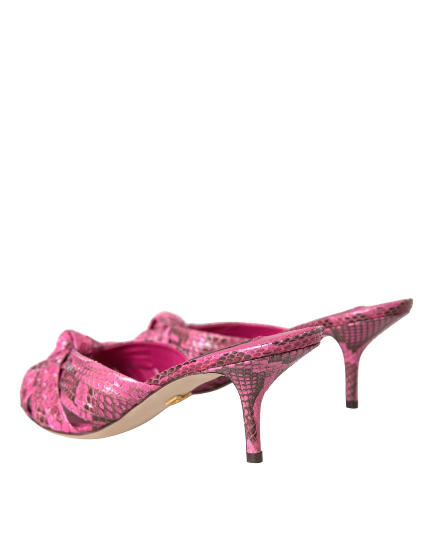 Dolce &amp; Gabbana Zapatos tipo chanclas con tacón tipo gatito de cuero exótico rosa