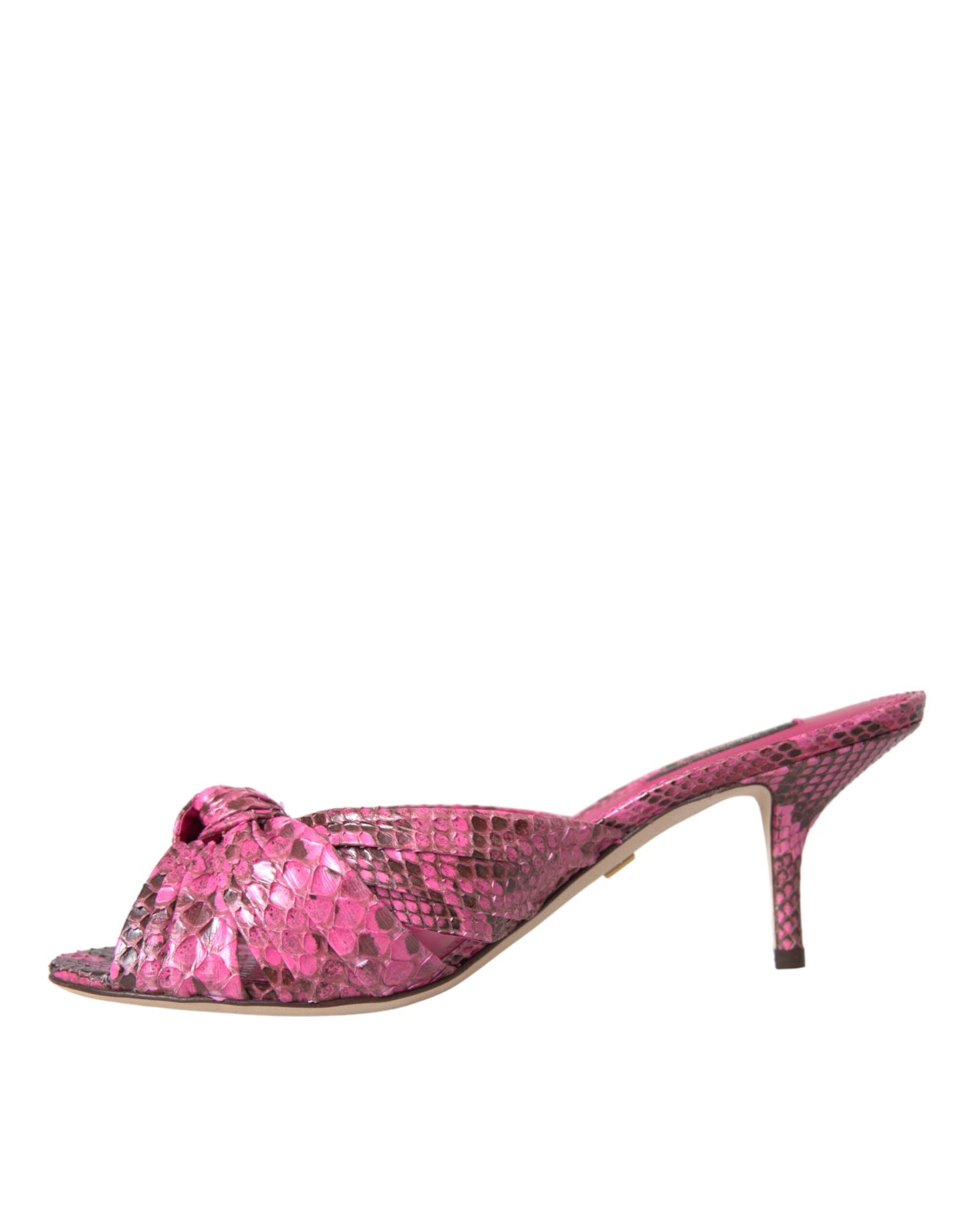 Dolce &amp; Gabbana Zapatos tipo chanclas con tacón tipo gatito de cuero exótico rosa