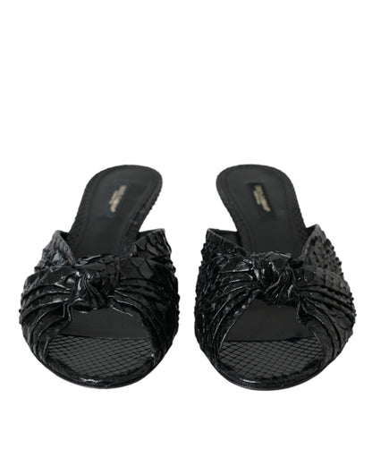 Dolce &amp; Gabbana Zapatos con tacón de cuero exótico negro