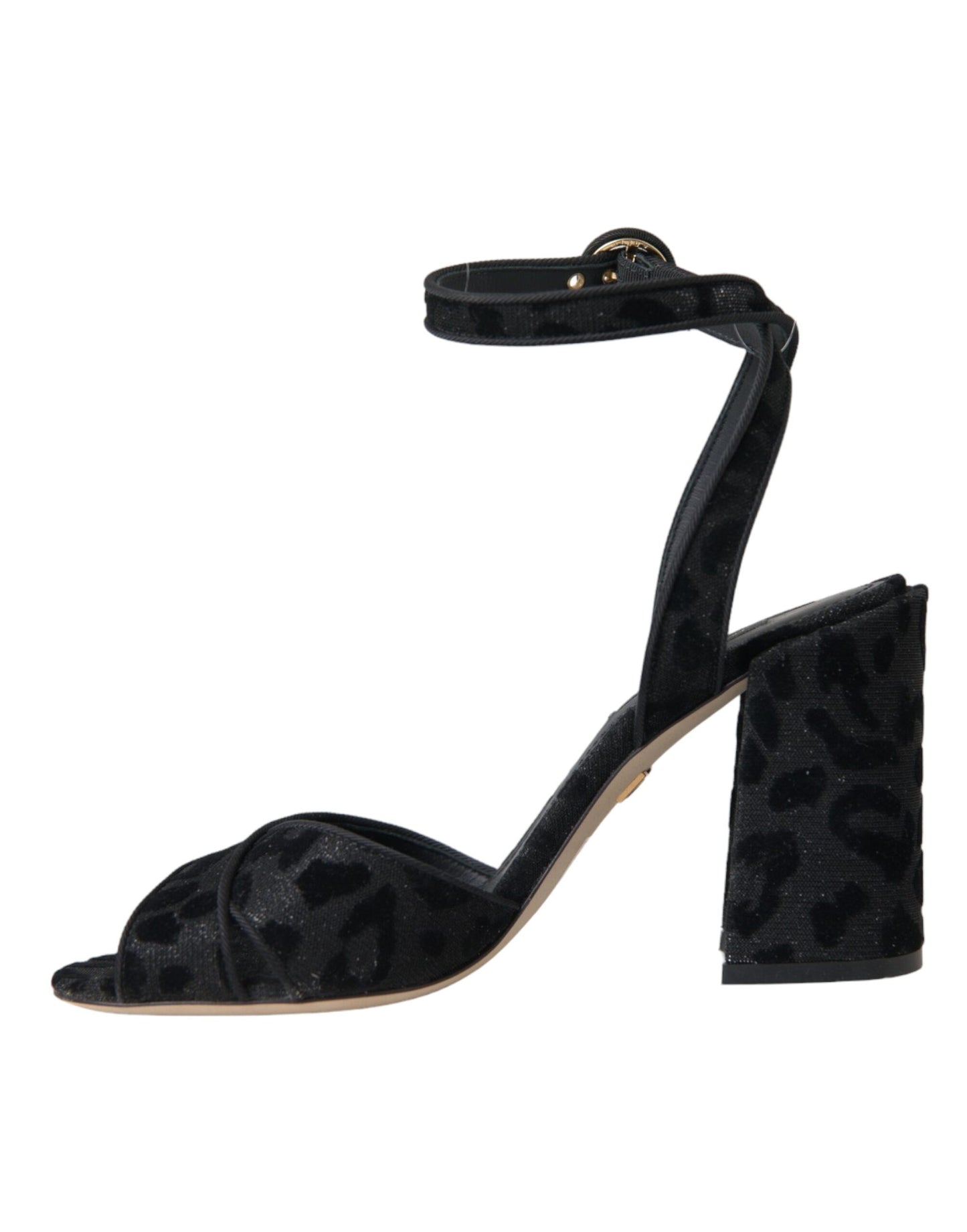 Dolce &amp; Gabbana Zapatos sandalias de tacón de ante de leopardo negro