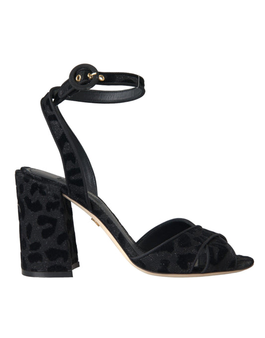 Dolce &amp; Gabbana Zapatos sandalias de tacón de ante de leopardo negro
