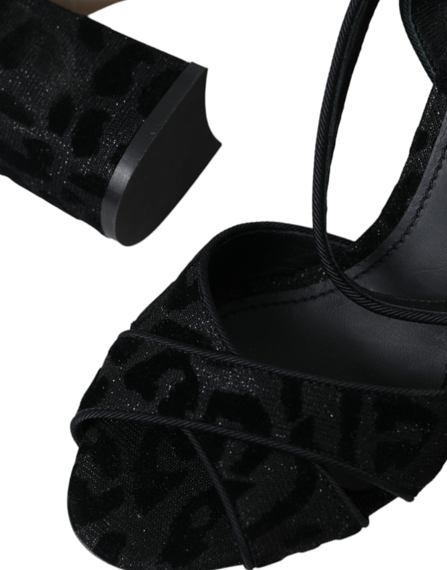 Dolce &amp; Gabbana Zapatos sandalias de tacón de ante de leopardo negro