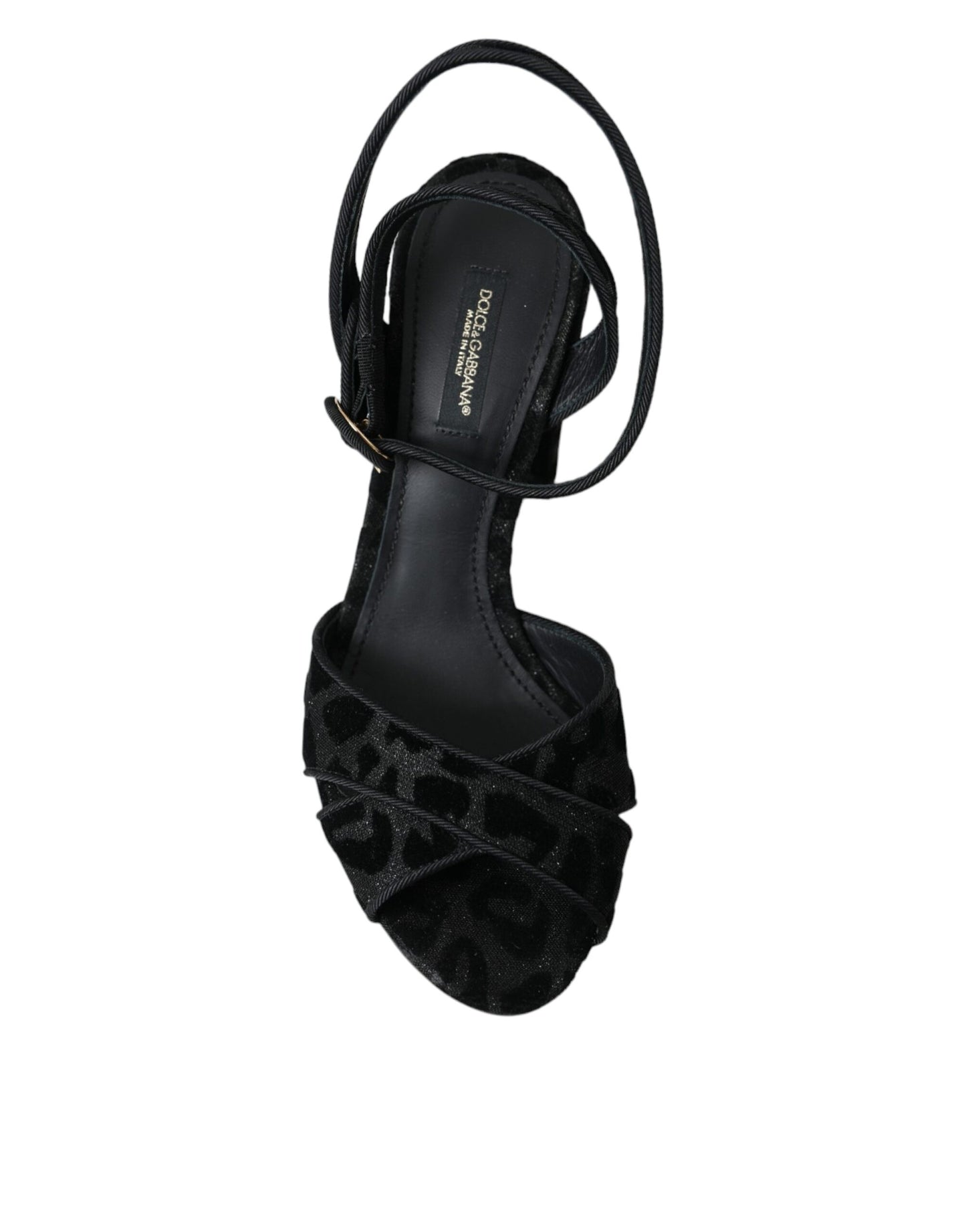 Dolce &amp; Gabbana Zapatos sandalias de tacón de ante de leopardo negro