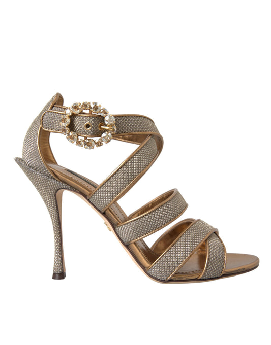 Dolce &amp; Gabbana Zapatos sandalias con tacón con tira de cristal en bronce