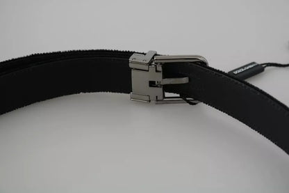 Ceinture Dolce &amp; Gabbana en cuir velours noir avec boucle argentée
