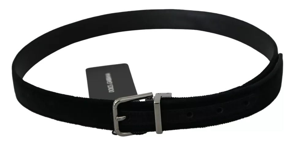 Ceinture Dolce &amp; Gabbana en cuir velours noir avec boucle argentée