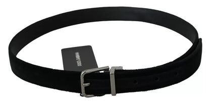 Ceinture Dolce &amp; Gabbana en cuir velours noir avec boucle argentée