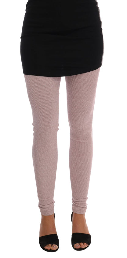 Dolce &amp; Gabbana Elegante pantalón elástico rosa de cintura media