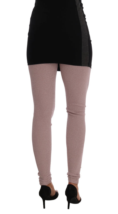 Dolce &amp; Gabbana Elegante pantalón elástico rosa de cintura media