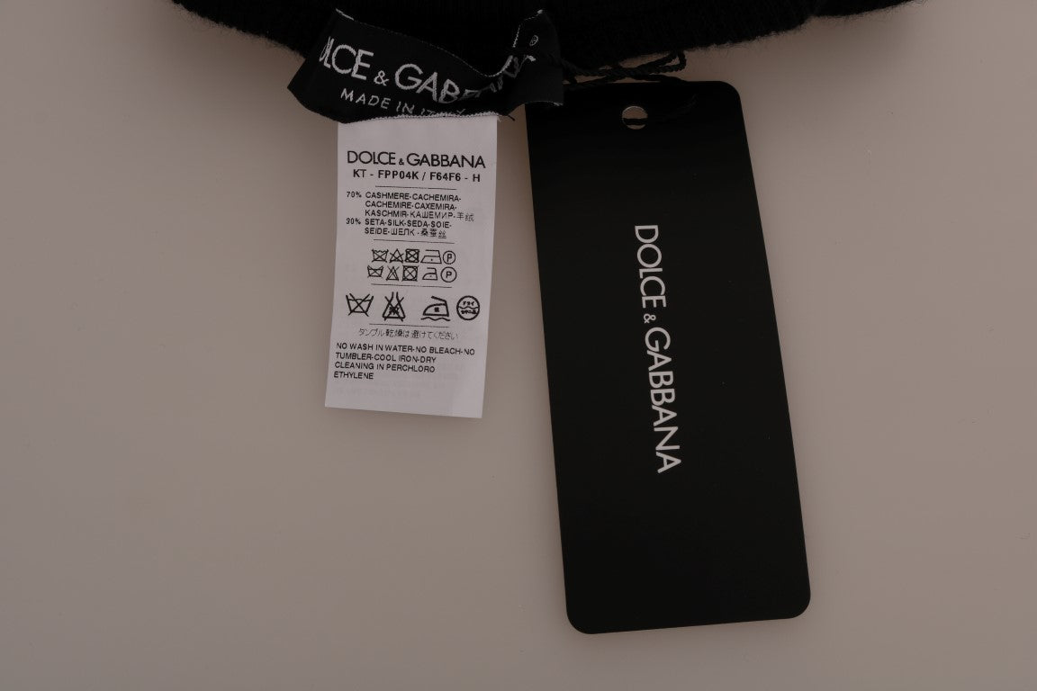 Dolce &amp; Gabbana Elegantes pantalones elásticos de seda y cachemir negros