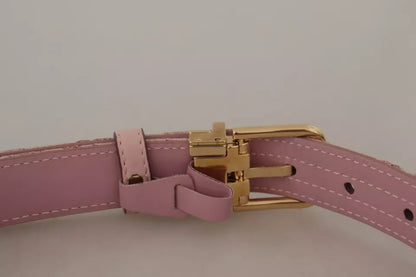 Ceinture Dolce &amp; Gabbana à boucle en métal doré brodée en jacquard rose