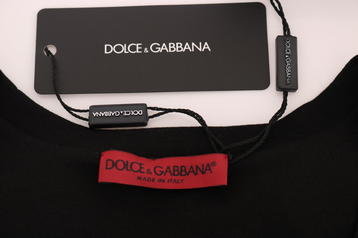 Dolce &amp; Gabbana Black Floral Sequined Cami Blouse