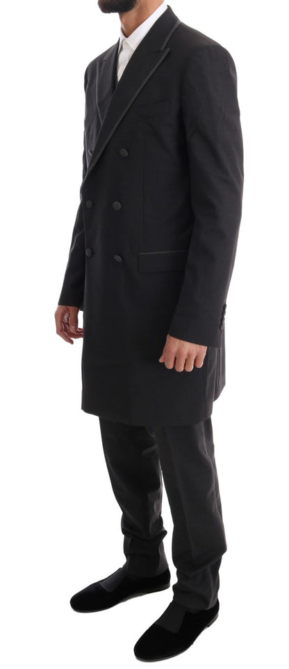 Dolce &amp; Gabbana Elegante traje gris de lana con doble botonadura