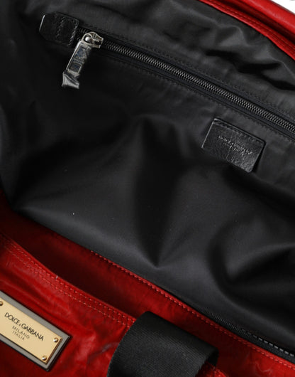 Dolce &amp; Gabbana Bolso de mano al hombro de piel de becerro de nailon rojo