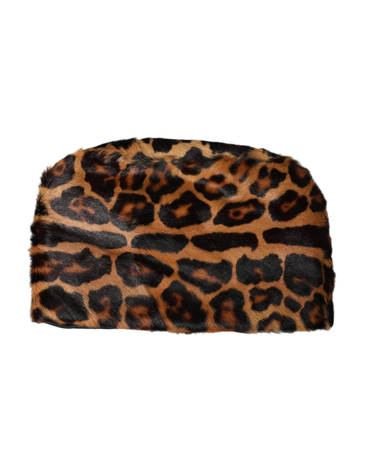 Dolce &amp; Gabbana Sombrero de pescador de mujer de piel de leopardo marrón