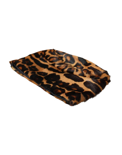 Dolce &amp; Gabbana Sombrero de pescador de mujer de piel de leopardo marrón