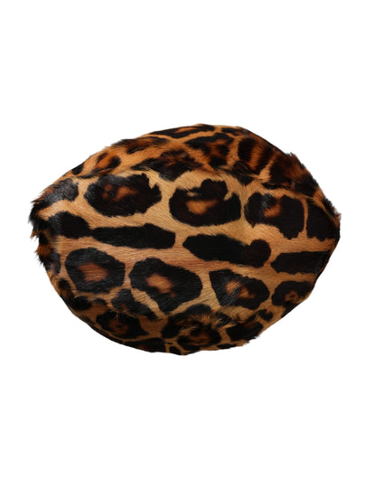 Dolce &amp; Gabbana Sombrero de pescador de mujer de piel de leopardo marrón