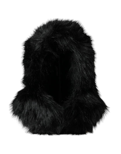 Dolce &amp; Gabbana Gorro cruzado de piel sintética negro para toda la cabeza