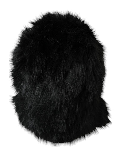 Dolce &amp; Gabbana Gorro cruzado de piel sintética negro para toda la cabeza