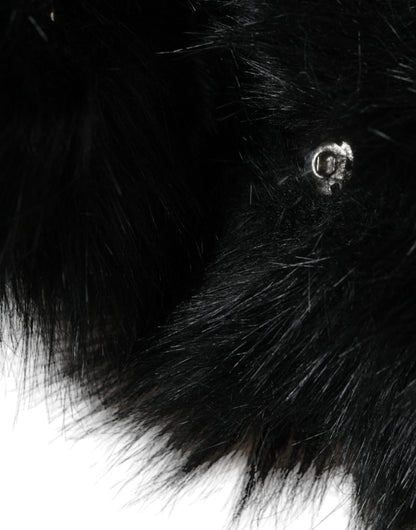 Dolce &amp; Gabbana Gorro cruzado de piel sintética negro para toda la cabeza