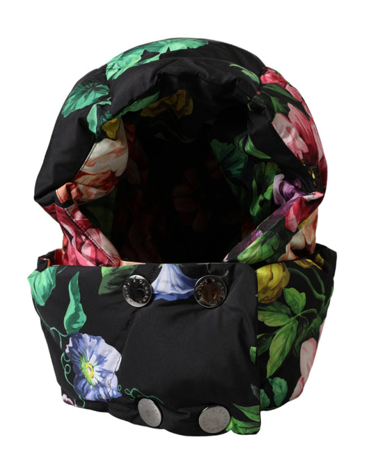 Dolce &amp; Gabbana Gorro cruzado con estampado floral negro