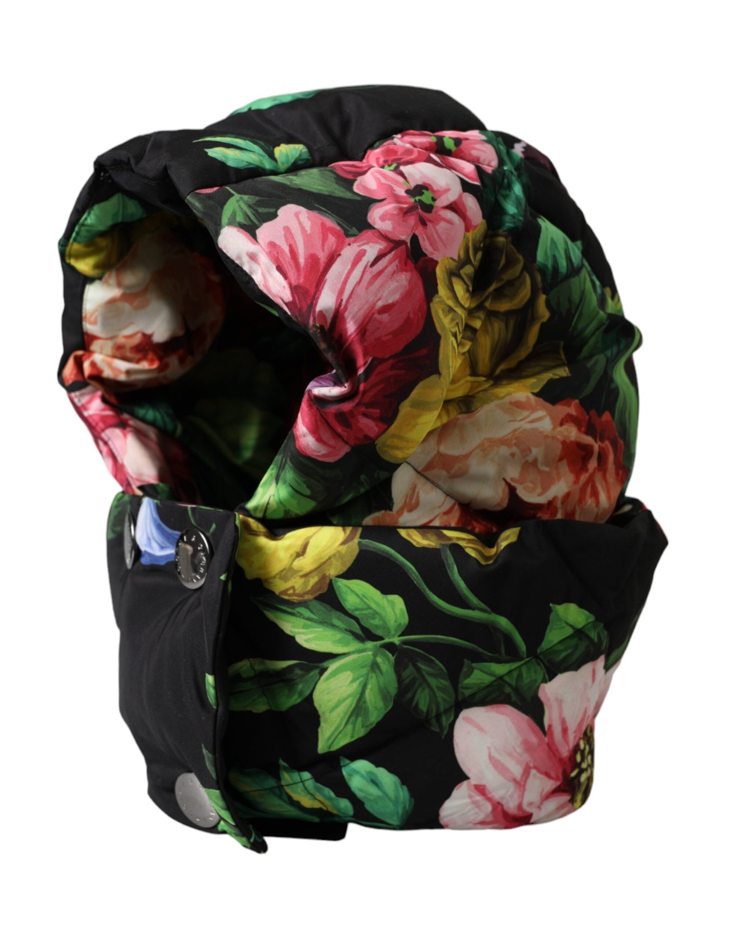 Dolce &amp; Gabbana Gorro cruzado con estampado floral negro