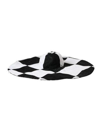Dolce &amp; Gabbana Sombrero flexible de ala ancha a cuadros blanco y negro