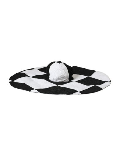 Dolce &amp; Gabbana Sombrero flexible de ala ancha a cuadros blanco y negro