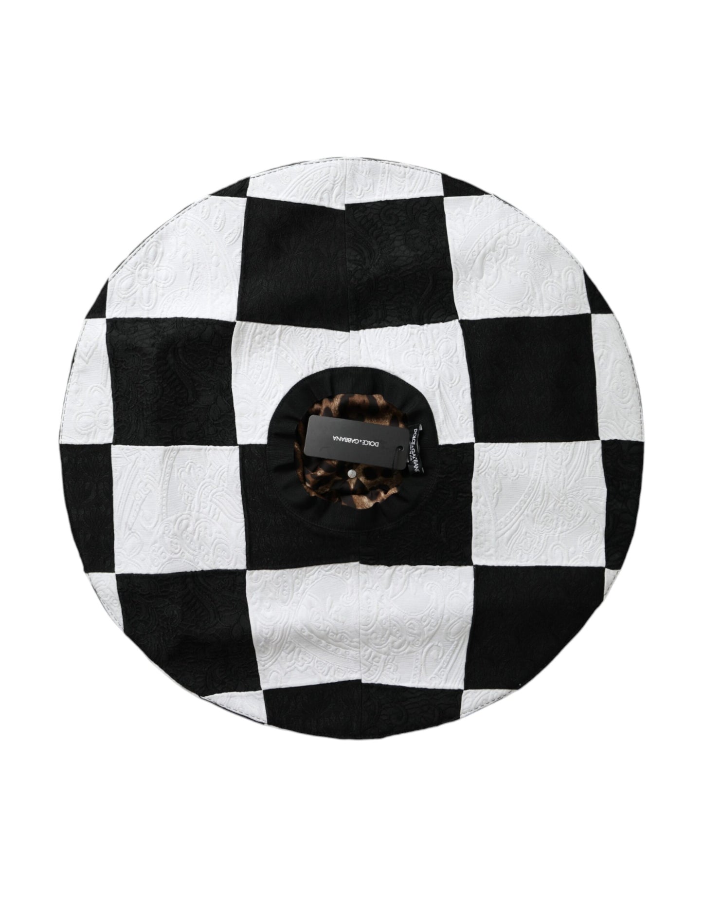 Dolce &amp; Gabbana Sombrero flexible de ala ancha a cuadros blanco y negro