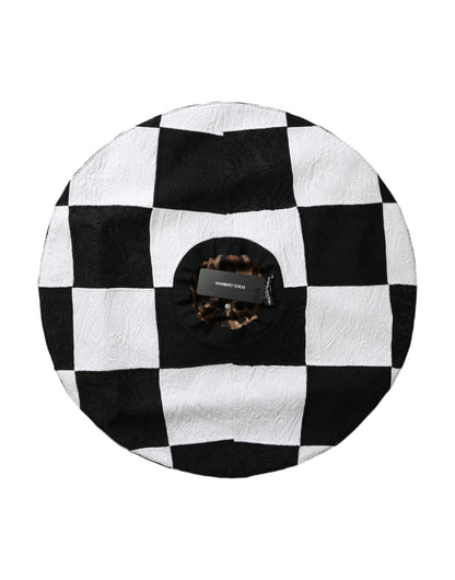 Dolce &amp; Gabbana Sombrero flexible de ala ancha a cuadros blanco y negro