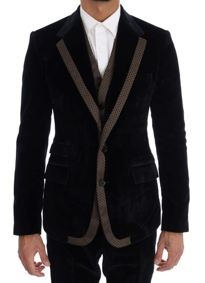 Dolce &amp; Gabbana Elegante traje azul de corte slim de tres piezas