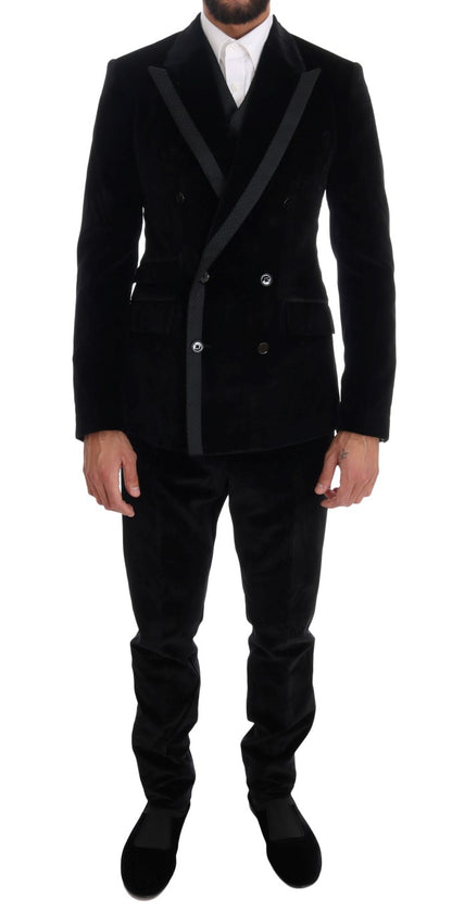 Dolce &amp; Gabbana Elegante traje negro de tres piezas de corte slim