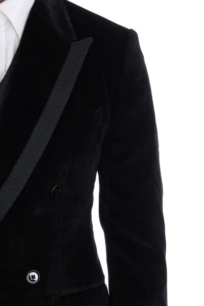 Dolce &amp; Gabbana Elegante traje negro de tres piezas de corte slim