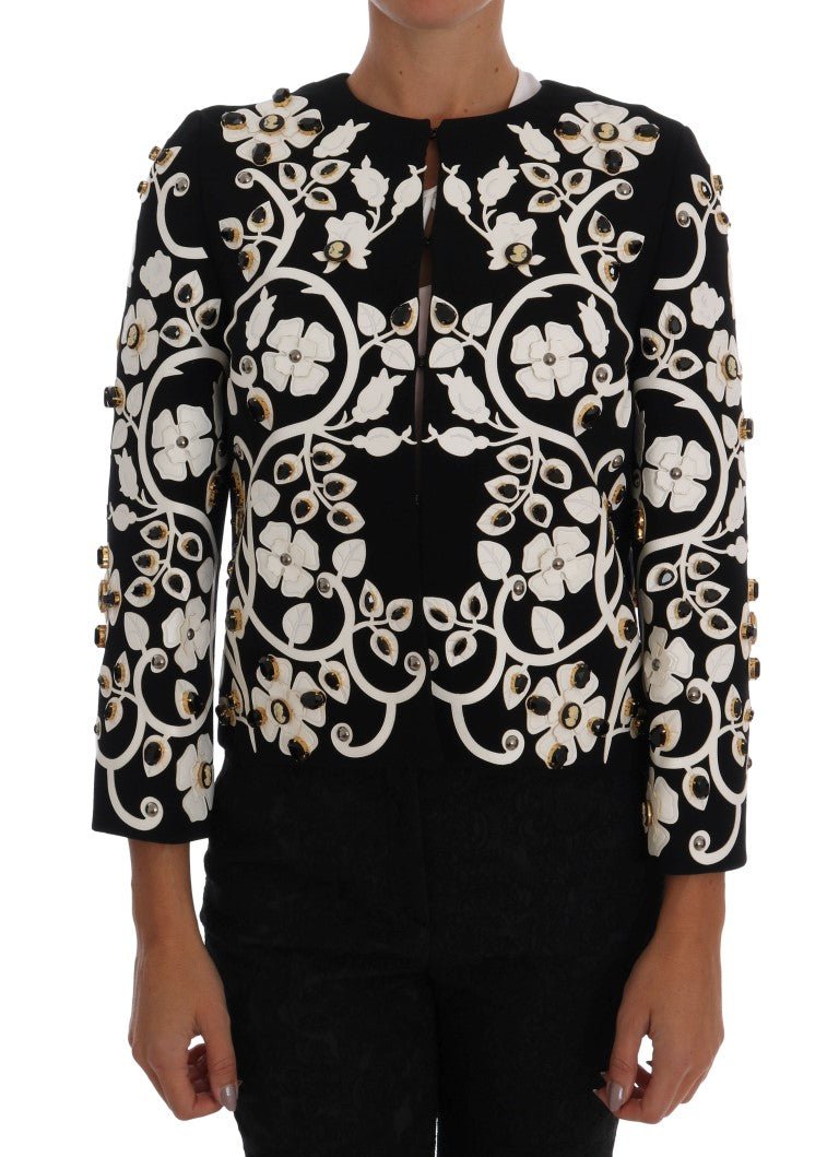 Dolce &amp; Gabbana Chaqueta abrigo de lana de cristal con bordado floral