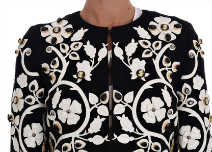 Dolce &amp; Gabbana Chaqueta abrigo de lana de cristal con bordado floral