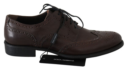 Dolce &amp; Gabbana Elegant Brown Leather Derby Brogues