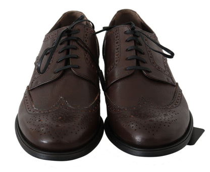Dolce &amp; Gabbana Elegant Brown Leather Derby Brogues